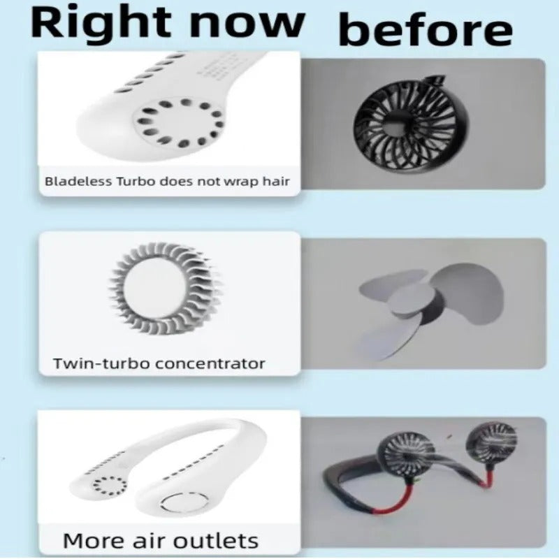 Neck Fan Portable Bladeless | Portable Rechargeable Fan Bladeless Neck Fan (random Color) livSmart